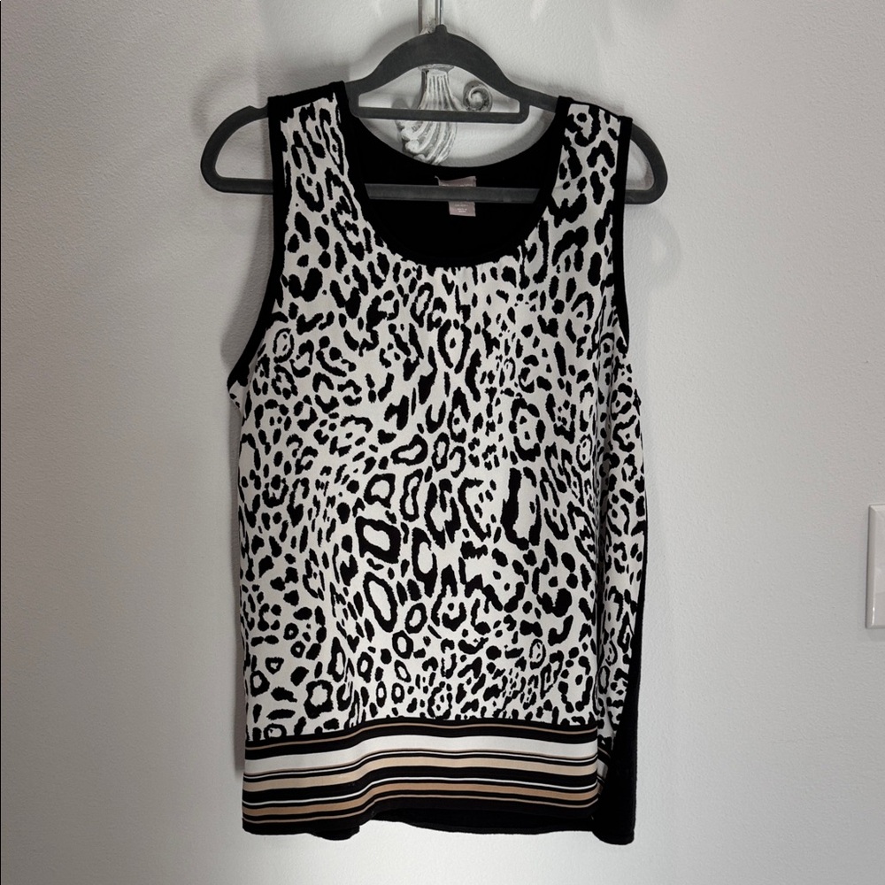 Chico's Black and White Animal Print Tank Top